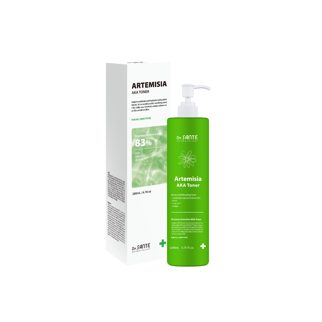 Dr. Sante Artemisia AKA Toner (200ml) Dr. Sante Artemisia AKA Toner (200ml) Dr. SANTE – KOREA NO.1 AESTHETIC BRAND Since its establishment in 2003, Sante Cosmetic Co., Ltd. has consistently researched and developed the Azulene Soother series for dry skin and the Artemisia AKA series for sensitive skin. Beautiful skin starts from here. | You’ll hear the difference in your skin – with Dr. SANTE Mild acidic toner for oily skin, acne skin | Recommended to all skin types, troubled skin, problematic skin