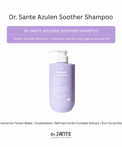 Dr. Sante Azulene Soother Shampoo (500ml) / Dr. Sante Azulene Soother Treatment (500ml) Option 1. Dr. Sante Azulene Soother Shampoo (500ml) Option 2. Dr. Sante Azulene Soother Treatment (500ml) Option 3. Dr. Sante Azulene Soother Shampoo (500ml)  + Dr. Sante Azulene Soother Treatment (500ml) Soothe the scalp from within and strengthen hair from root to tip! 1.Scalp & Hair Care in One Helps relieve hair loss symptoms while repairing damaged hair. 2. Tangle-Free Softness Leaves hair silky smooth — even when used without conditioner. 3. Perfume-Like Fragrance A long-lasting scent that stays with you all day. 4. Low Irritation Formula Dermatologically tested and gentle enough for daily use.