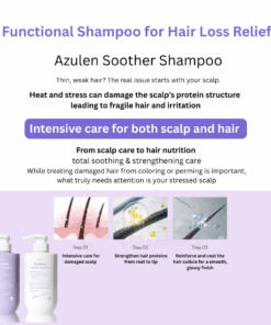 Dr. Sante Azulene Soother Shampoo (500ml) / Dr. Sante Azulene Soother Treatment (500ml) Option 1. Dr. Sante Azulene Soother Shampoo (500ml) Option 2. Dr. Sante Azulene Soother Treatment (500ml) Option 3. Dr. Sante Azulene Soother Shampoo (500ml)  + Dr. Sante Azulene Soother Treatment (500ml) Soothe the scalp from within and strengthen hair from root to tip! 1.Scalp & Hair Care in One Helps relieve hair loss symptoms while repairing damaged hair. 2. Tangle-Free Softness Leaves hair silky smooth — even when used without conditioner. 3. Perfume-Like Fragrance A long-lasting scent that stays with you all day. 4. Low Irritation Formula Dermatologically tested and gentle enough for daily use.