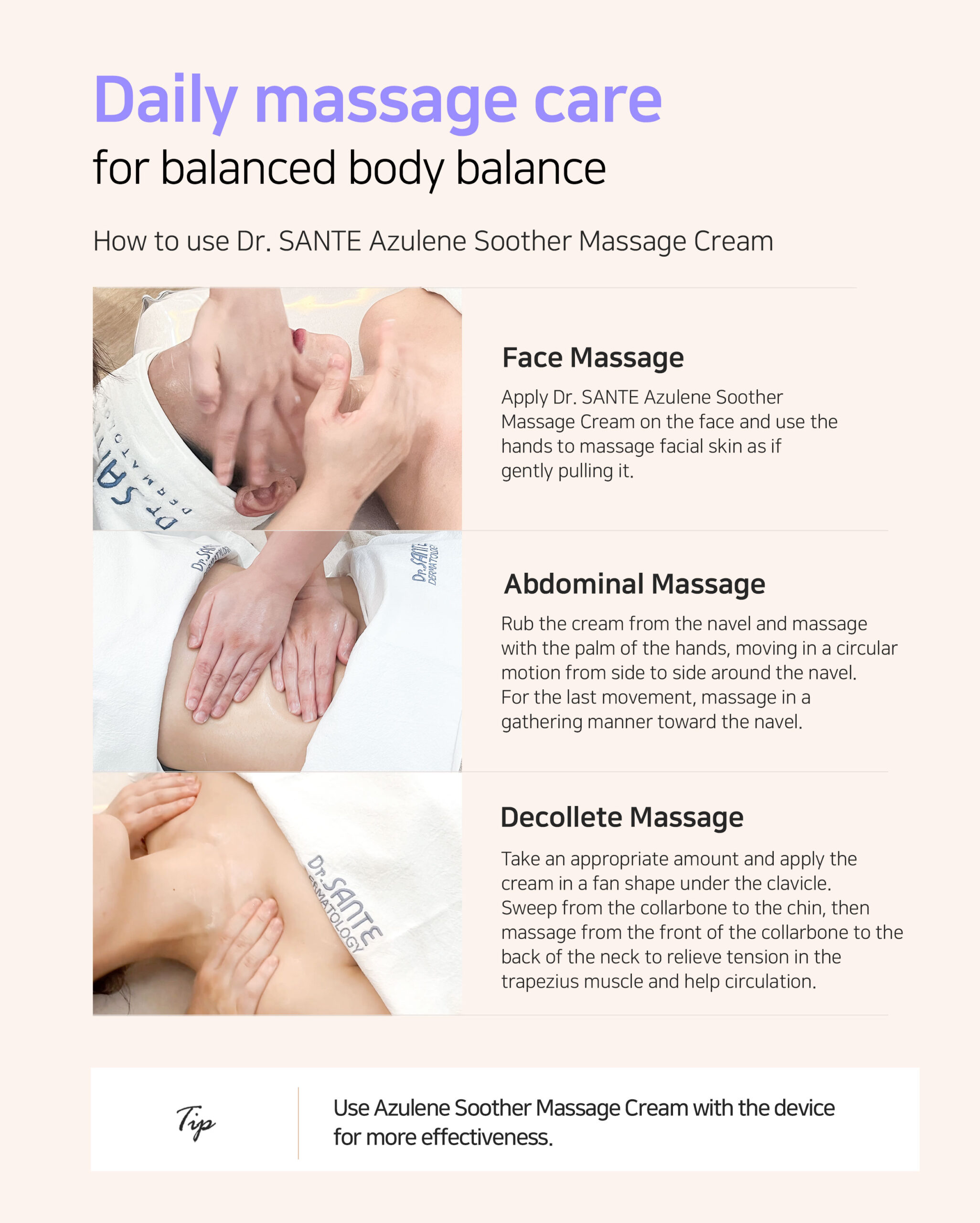 Dr.Sante Azulene Soother Massage Cream (1000ml) body massage, facial massage cream, RF cream, beauty device cream, technique cream