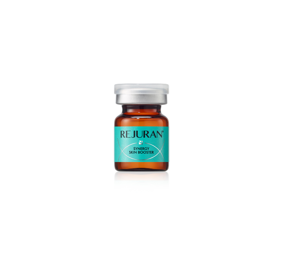 REJURAN® SYNERGY SKIN BOOSTER 2.5ml x 5 vials The skin booster contains high purity polymer with DOTr c-PDRN and complex ingredients. It gently adheres to the skin supporting skin balance, elasticity, brightening, and soothing care. Skin Vitality Care c-PDRN 1.2%, 3 types of Amino Acids Elasticity Management Adenosine, Acetyl Hexapeptide-8 Hydration & Moisture Retention Sodium Hyaluronate, Glycerin Soothing & Barrier Protection Panthenol Volume 2.5ml x 5 vials Benefits: Wrinkle Smoothing: Reduces fine lines and wrinkles for a refined look. Deep Hydration: Locks in moisture, enhancing skin radiance. Improved Elasticity: Enhances firmness and texture, revitalizing tired skin. Natural Results: Subtle improvements that maintain natural beauty. Long-Lasting Effects: Provides lasting hydration and wrinkle reduction