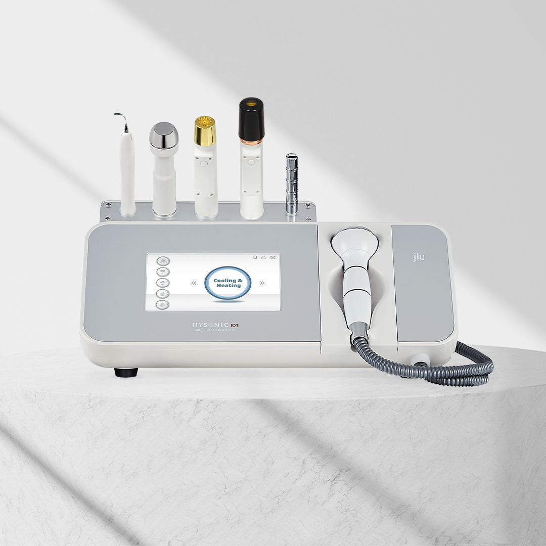 HYSONIC IOT - Scrubber, HIFU, QuadSono, RF, Cooling&heating Professional account required to purchase, Login for pricing All-in-one aesthetic equipment (*Cart is not included) Skin texture care, Moisture care, Elasticity care, Skin balancing care, Soothing Care Warranty from manufacturer 1 year from the date of manufacture 5 different hand pieces BLT - Skin scrubber with the vibration of 60,000 ~65,000Hz Quad Sono (ultrasound) - 1Mhz, 3Mhz, 10Mhz, 17Mhz cross output HIFIT - HIFU for forehead, chin, and cheeks - Choose between 1 way / 2 way / 3way catridges 1way HIFIT - choose from 1.5/3.0/4.5/6.0mm 2way HIFIT - fixed 1.5/4.5mm 3way HIFIT - fixed 1.5/3.0/4.5mm WF-bipolar RF radio frequency Cooling & Heating - Cryo function with temperature control from -15°C ~ 45°C ( 5°F ~ 113°F) Caution This product is a beauty equipment. Please refrain from using it for any purpose other than beauty care. Avoid use on children, pregnant, breastfeeding women. Avoid use on people require health precautions, such as having pacemaker device implants history of severe illness outpatient treatment Remove metal accessories such as necklaces, earrings etc. before use. Avoid use on areas with skin disease such as wounds infection and boils. Use carefully on dental treatment areas such as implants nerve treatments orthodontics as sensitivity may occur. Use carefully on areas where the thyroid gland and nerves pass. Avoid use on pupils (eyes) and the area just above the eyelids. Before applying the product to the customer's skin, always check the condition of the contact surface first (temperature, foreign substances, etc.) Make sure that the handpiece head (tip) is in close contact with the skin. Use carefully, as prolonged use on one area may cause skin irritation. Within 7 days after treatment, avoid activities that may irritate the skin, such as sauna, steaming and exfoliation. Be careful about downtime before and after using this product in parallel with filler, botox procedures. (ex. 3months after the procedure > this product > 7 days after the procedure) Using in parallel with laser procedures, this product can be used without any downtime before or after. It is recommended to consult with a medical professional before undergoing any cosmetic procedures. Please use the product after checking the cosmetic surgeries, diseases treatment history of person receiving the care. Product Care Do not modify or disassemble, repair the product. If the user modifies disassembles repairs the products, free A/S service cannot be provided within the warranty period, therefore be sure to use the designated A/S center. Do not wash or immerse the product in water. Be careful as it may cause electric shock malfunction. Do not touch the product or plug with wet hands, or pull the cord. Be careful as there is a risk of injury due to fire·electric shock. Be careful as the strong impact or drop of the product can cause malfunction. Disinfect or sterilize the product with alcohol after use. Be careful as scratches·discoloration·contamination may occur depending on the material. Use a soft cloth to disinfect the product. Be careful not to use a rough cloth or wipe the surface strongly as this may damage the product. For detailed product care·A/S services, follow the manufacturer's warranty regulations. Product specification Size : W430 X H170 X D270 mm Package size : W495 X H250 X D430mm Product package weight :8.5kg (18.74 lb) Input voltage : AC110~240V, 60Hz 0.9A Output voltage : DC 42V1.72A. 12V1.5A, 90W LCD panel 7inch (800X480px)