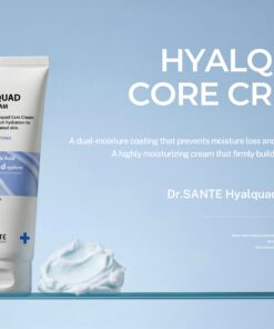 Dr.Sante Hyalquad Core Cream 200g Login to see professional pricing Dr. Sante Hyalquad Core Cream is a deeply nourishing moisturizer that strengthens the skin’s moisture core with an advanced dual-moisture barrier. It helps prevent moisture loss while sealing in long-lasting hydration, leaving the skin soft, smooth, and comfortably supple. Product Features Provides a dual-moisture coating to lock in hydration and minimize water loss. Delivers rich, non-drying moisture with TE HA Complex and eight types of hyaluronic acid. Contains Sacran to form a natural protective film on the skin. Infused with NAD+ and Resveratrol to help revitalize tired-looking skin and restore a healthy glow. Enhanced with Ceramide NP for up to 100 hours of lasting hydration. Key Ingredients TE HA Complex, Sacran, Resveratrol, NAD+, Ceramide NP, Squalane, Shea Butter, and 8 Types of Hyaluronic Acid. How to use Dr.Sante Hyalquad Core Cream After cleansing, refine your skin texture with toner & ampoule to create a moisture base Take an appropriate amount, gently spread it along the skin texture, and let it absorb.   TIp  On areas where you feel dryness, layer a small amount 2-3 times along the skin texture to form an even more reliable moisturizing barrier Dr.Sante Hyalquad Core Cream Ingredients Water, Butylene Glycol, Caprylic/Capric Triglyceride, Glycerin, Glycereth-26, Hydrogenated Polyisobutene, Cetearyl Olivate, Sorbitan Olivate, Dimethicone, Synthetic Wax, Cetearyl Glucoside, Squalane, Butyrospermum Parkii (Shea) Butter, Phenyl Trimethicone, Xylitylglucoside, Anhydroxylitol, Xylitol, Glucose, Ceramide NP, Rosa Damascena Flower Water, Nicotinamide Adenine Dinucleotide, Resveratrol, Aphanothece Sacrum Polysaccharides, Hydrolyzed Vegetable Protein, Kluyveromyces Extract, Lactobacillus Ferment Lysate, Saccharomyces Ferment Lysate Filtrate, Camellia Japonica Flower Extract, Camellia Japonica Seed Extract, Camellia Japonica Seed Oil, Paeonia Lactiflora Extract, Sodium Hyaluronate, Hydroxypropyltrimonium Hyaluronate, Sodium Acetylated Hyaluronate, Hydrolyzed Hyaluronic Acid, Sodium Hyaluronate Crosspolymer, Hydrolyzed Sodium Hyaluronate, Hyaluronic Acid, Potassium Hyaluronate, Gardenia Florida Fruit Extract, Coccinia Indica Fruit Extract, Melissa Officinalis Leaf Extract, Polyglyceryl-2 Isostearate/Dimer Dilinoleate Copolymer, Acrylates/C10-30 Alkyl Acrylate Crosspolymer, Methylpropanediol, Coco-Caprylate/Caprate, Cetearyl Alcohol, Glyceryl Stearate, Arginine, Xanthan Gum, Microcrystalline Wax, Caprylyl Glycol, Pentylene Glycol, Caprylhydroxamic Acid, 1,2-Hexanediol, Maltodextrin, Ethylhexylglycerin, Disodium EDTA, Fragrance.